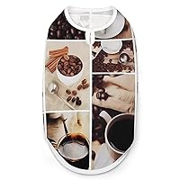 Collage of Coffee and Products Beans Printed Dog Shirts Soft Pet T Shirts Lightweight Pet Tank Tops for Dog and Cat