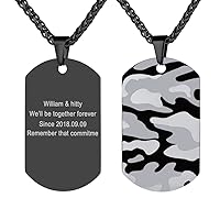Custom4U Personalized Dog Tags Necklace for Men Dad Stainless Steel Custom Text Army Military Dog Tag Heart/Coin Pendant with Silencer Memory Chain Jewelry Gift for Men Women Father Husband Son
