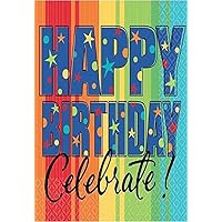A Year to Celebrate Birthday Party Stars and Rainbows Luncheon Napkins Tableware, Pack of 16, Multi , 6.5
