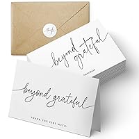 Beyond Grateful Thank You Cards | Bulk Pack of 100 with Kraft Envelopes and Matching Stickers, 4x6 Inch Minimalistic Design | Suitable for Business, Baby Shower, Wedding, Graduation, Bridal Shower,