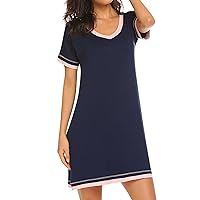 Women's Short Summer Dresses, Loose Colorblocked Sleeve Neck Casual, S XXL
