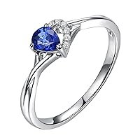 10K/14K/18K Gold Created Sapphire Teardrop Pear Cut Engagement Rings for Women Jewelry Gifts for Her
