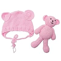 Newborn Baby Bear Hat Beanie with Bear Dolls Photography Accessories