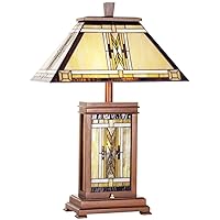 Robert Louis Tiffany Walnut Mission Collection Rustic Table Lamp with Nightlight 27
