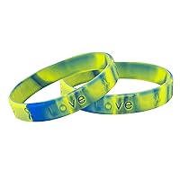 Blue & Yellow Silicone Wristband Bracelets - Blue & Yellow Ribbon Awareness Bracelets for Support Ukraine Conflict & Down Syndrome Awareness – Perfect for Fundraisers!