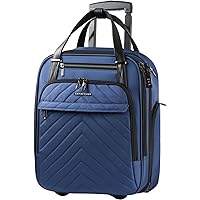 VANKEAN Carry On Underseat 16-inch Multi-functional Underseater Lightweight Overnight Suitcase with Wheels, Roller Case for Men Women Travel Business, Blue