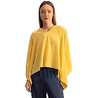 LilySilk Womens Pure Silk Poncho Ladies Solid Color Plain Blouse for Party Daily Casual Weal Tops Spring Summer Fall Shirts(Ginger)