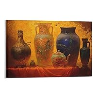 African Pottery Wall Art Poster Vintage Still Life Vase Wall Art Kitchen Wall Art Canvas Print Picture Wall Art Poster for Home Family Decor 08x12inch(20x30cm) Frame-Style