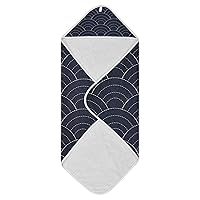 Indigo Japanese Embroidery Baby Bath Towel Girl Hooded Baby Towel Super Soft Large Bath Towel 4 Layers Baptism Gifts for Newborn Essential, 35x35 Inch