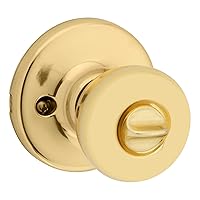 Kwikset Tylo Entry Door Knob with Lock and Key, Secure Keyed Handle Exterior, Front Entrance and Bedroom, Polished Brass, Pick Resistant SmartKey Rekey Security