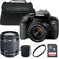 EOS 800D/Rebel T7i Digital SLR Camera with 18-55 is STM Lens Black - Essential Accessories Bundle (Renewed)
