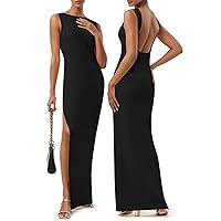 Women's Sexy Backless Sleeveless Bodycon Maxi Dress 2024 Y2K Party Club High Neck Side Slit Long Dress