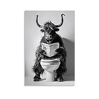 Mifo Highland Cow Funny Black And White Creative Art Poster 09 For High School Classroom Wall Art Canvas Oil Painting Printing. Unframe-style, 08x12inch(20x30cm)