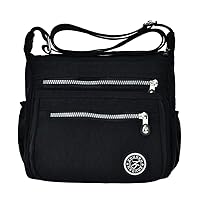 LassZone Casual Multi Pocket Nylon Messenger Bag Light Weight Canvas Crossbody Shoulder Waterproof Ladies Travel Handbag