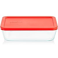 Pyrex Simply Store Glass Food Storage Container, Snug Fit Non-Toxic Plastic BPA-Free Lids, Freezer Dishwasher Microwave Safe, 6 Cup