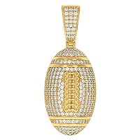 925 Sterling Silver Yellow tone Mens CZ Cubic Zirconia Simulated Diamond Football Sport Charm Pendant Necklace Measures 39.5x15.5mm Wide Jewelry for Men