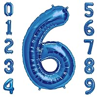 Tellpet Number 6 Balloon, 6th Birthday Party Decorations for Boy, Sapphire Blue, 40 Inch