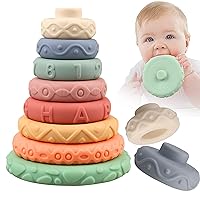 8 Pcs Stacking Rings Soft Toys for Babies 6 Months and up Old Girls Boys - Toddlers Sensory Educational Montessori Baby Blocks - Developmental Teething Learning Stacker