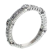 0.64 CT TW Bezel Prong Set Diamond Anniversary Wedding Ring in 14k White Gold