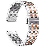 BINLUN Stainless Steel Watch Band Replacement Metal Watch Straps for Men and Women 18mm/19mm/20mm/21mm/22mm/24mm with Curved and Straight End in Silver, Gold, Black, Rose Gold, Two Toned