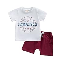 Independence Day Toddler Baby Girls Boys Summer Clothes Short Sleeve T-shirt Tops Shorts 4th of July Outfit Set