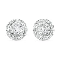 DGOLD Sterling Silver Round White Diamond Round Twirl Cluster Stud Earrings for Women (1/2 cttw)
