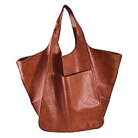 KlaOYer Oversized Leather Tote Bag Large Capacity Work Hobo Pu Leather Bucket Purse And Handbag Big Soft Travel Shopping Bag
