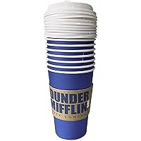 Silver Buffalo The Office Dunder Mifflin 8pk Paper Travel Disposable Cups with Lid, 16 Ounces