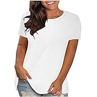 T Shirts for Women Round Neck Womens Tops Short Sleeve Shirts Solid Color Summer Tunic Tops Fashion Basic Tees