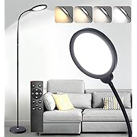 LED Floor Lamps for Living Room,Standing Lamp with Remote Push Button and Adjustable Gooseneck,Bright Dimmable,Custom Color Temperature Reading Lamp for Bedroom Office