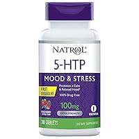 Natrol 5-HTP Fast Dissolve Tablets, Promotes a Calm Relaxed Mood, Helps Maintain a Positive Outlook, Enables Production of Serotonin, Drug-Free, Controlled Release, Maximum Strength, Wild Berry Flavor