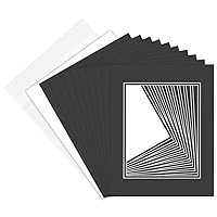 Golden State Art Pack of 10 Double Mats 11x14 Core Bevel Cut for 8x10 Pictures + Backing + Bags, 11