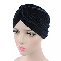 Pleated Stretch Ruffle Women's Velvet Chemo Turban Hat Wrap Cover