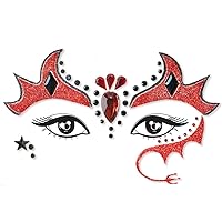Red & Black Devil Gem Eye Accessories (Adult Size) - 3 Pcs. - Dazzling Design, Perfect For Parties & Events