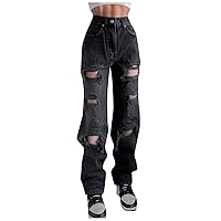 Women's Jeans Jeans High Waist Straight Wide Leg Baggy Trousers Vintage Denim Pants Streetwear Jeans, S-XL