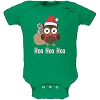 Animal World Baby Bodysuit Christmas Romper, Babies Xmas Outfit, Cute Short Sleeve One Piece with Funny Santa Owl Print