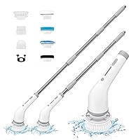 Electric Spin Scrubber : 2024 New Cordless Cleaning Brush with Long Handle & 7 Replaceable Brush Heads, Detachable as Short Handle, Power Shower Scrubber for Bathroom, Tub, Tile, Floor
