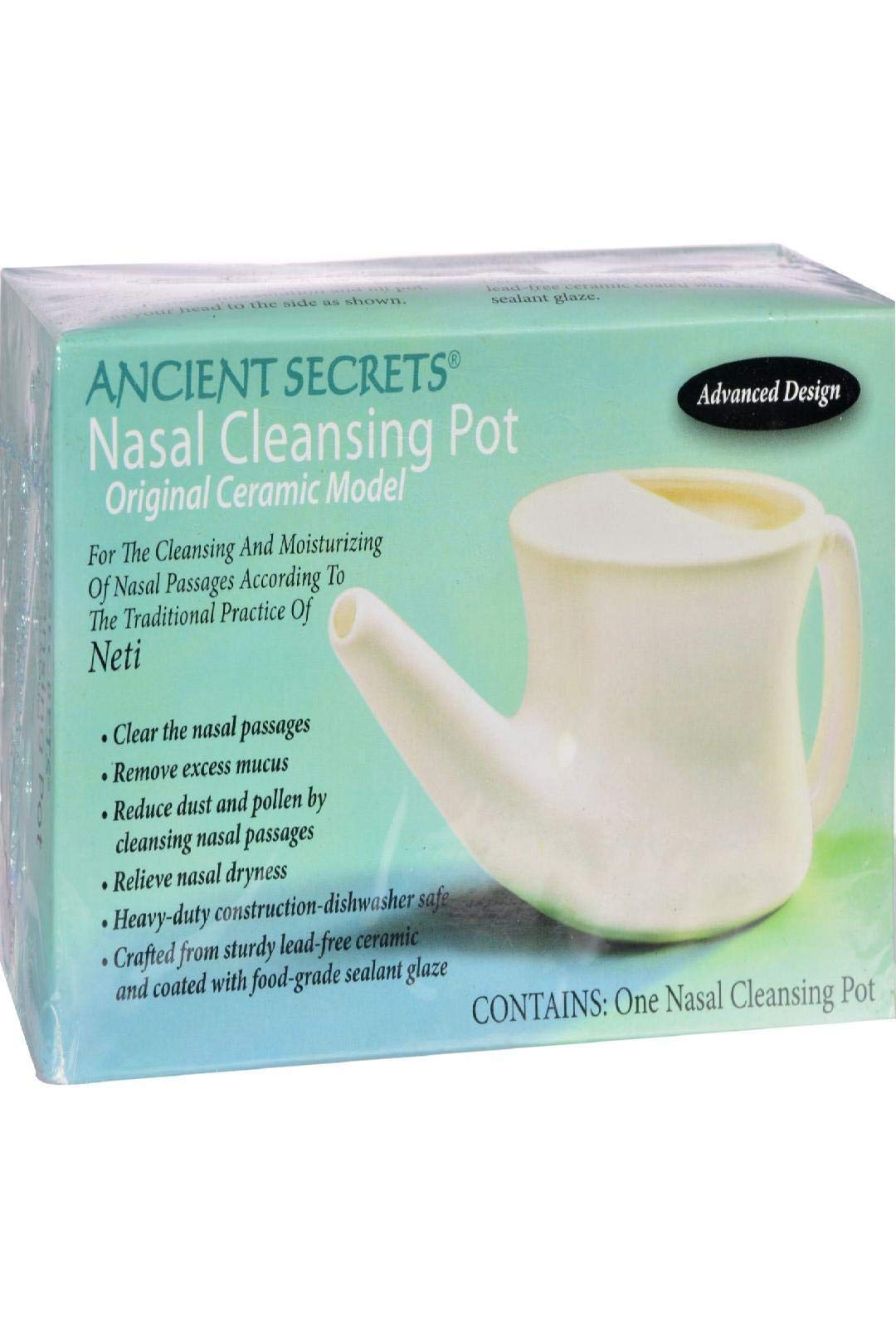 Ancient Secrets Ceramic Nasal Cleansing Pot, 1 Neti Pot