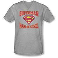 Superman - Mens Man Of Steel Jersey V-Neck T-Shirt