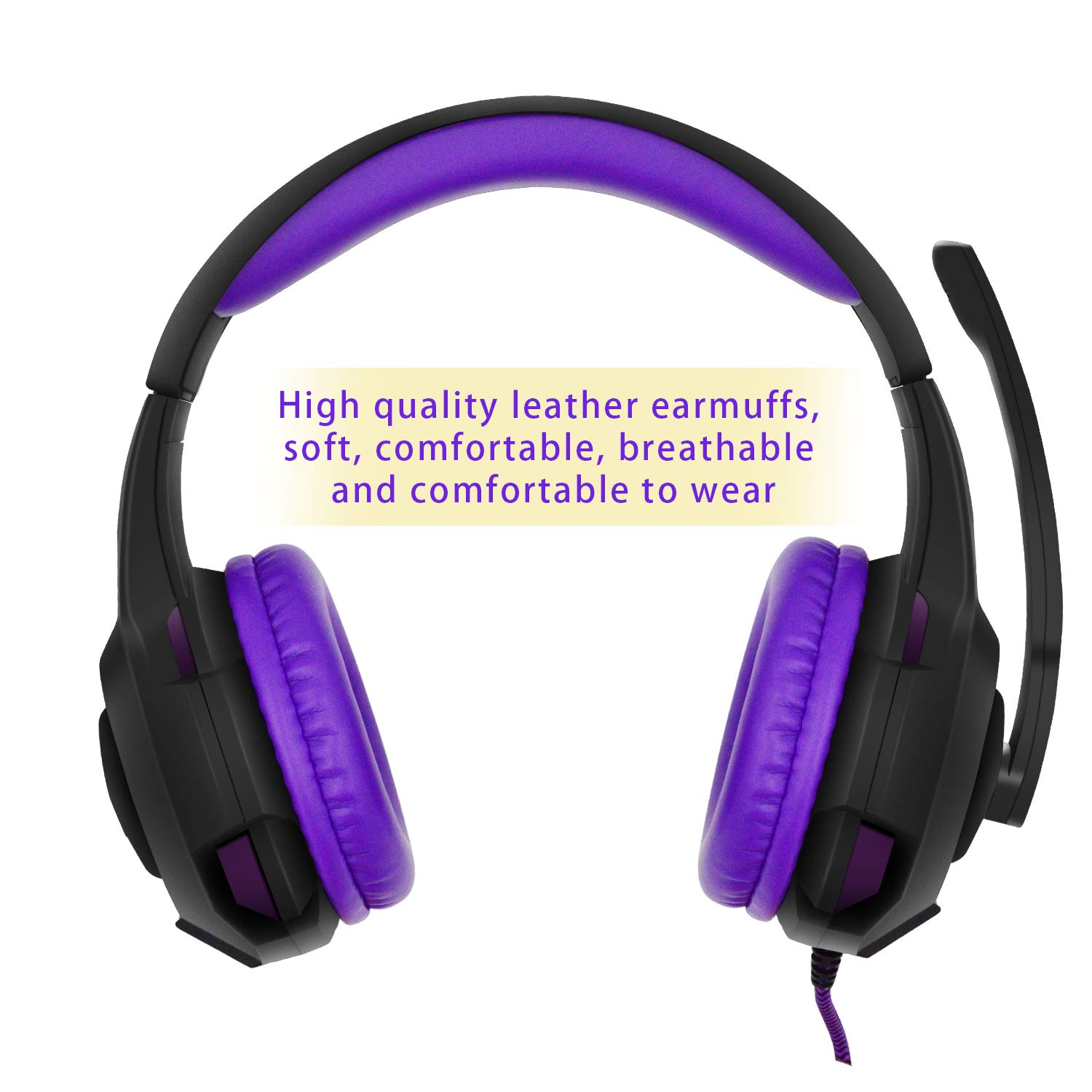 PC Gaming Headsets PS4 Headset for Xbox One - AH68 Wired Stereo Over Ear Gaming Headphone with Microphone for PC Computer, MAC Laptop, Playstation 4, Xbox one Controller, Phones,Tablet, PSP, Purple