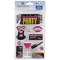 Paper House Productions STDM-0200E 3D Cardstock Stickers, Bachelorette Party (3-Pack)