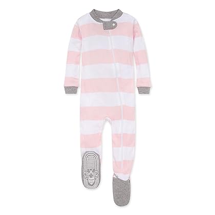 Burt's Bees Baby Baby Girl's Pajamas, Zip Front Non-Slip Footed Sleeper Pjs, 100% Organic Cotton