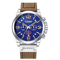 Luxury Brand Men's Military Stopwatch Waterproof Leather Chronograph Watch Men's Fashion Quartz Wrist Watch