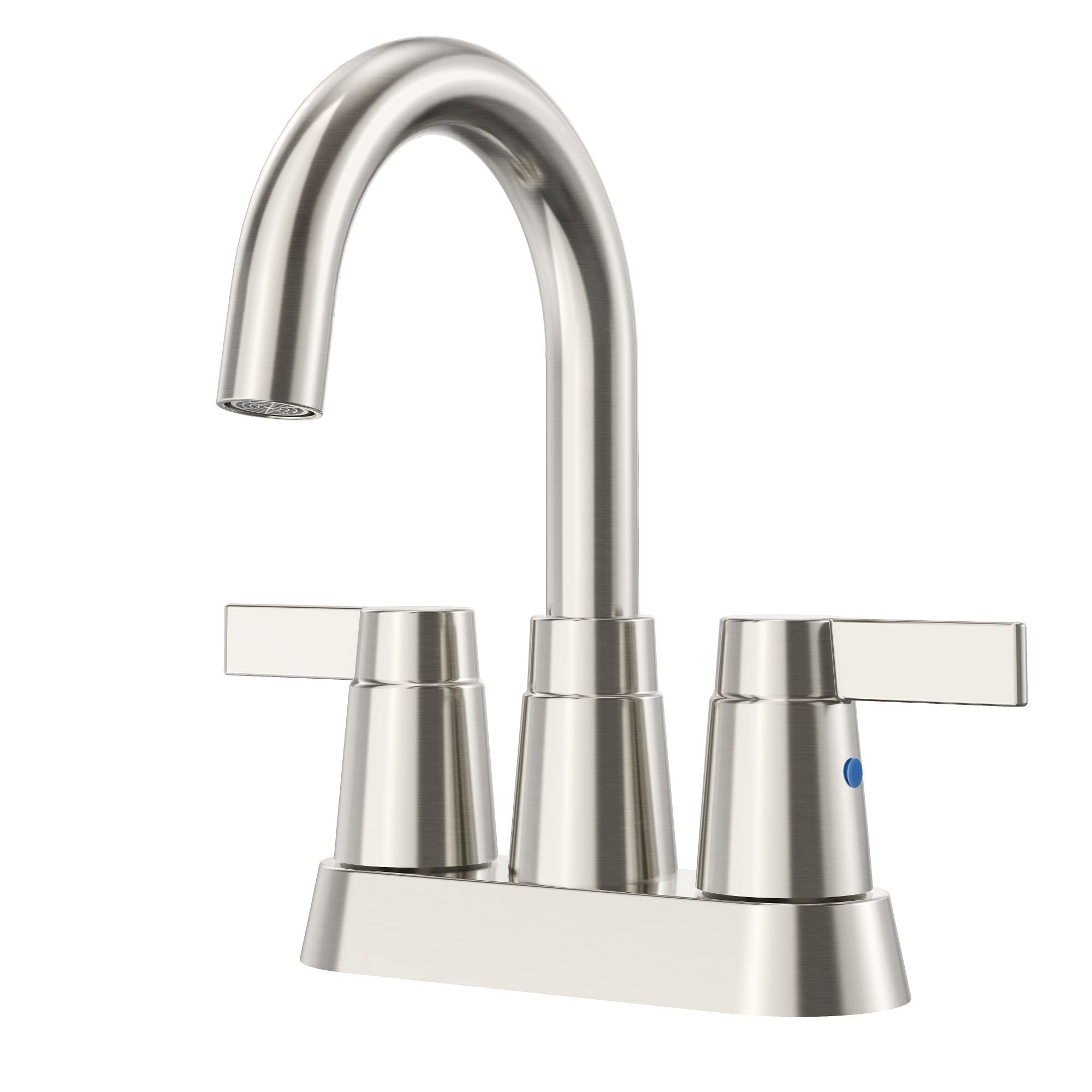 Bathroom Sink Faucet 3 Hole, Faucet for Bathroom Sink High Arc, Brushed Nickel Bathroom Faucet, 2-Handle Centerset Bathroom Faucet with Pop-up Drain and Water Supply Lines, 1.2 GPM