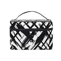 Cosmetic Bag Vintage Black And White Graffiti Stripes Women Makeup Case Travel Storage Organizer