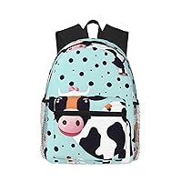 Lightweight Laptop Backpack,Casual Daypack Travel Backpack Bookbag Work Bag for Men and Women-Cute Cow Polka Dot