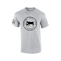 Mens Support Your Local Farmers Cattle Rancher Food Farm to Table Short Sleeve T-Shirt Graphic Tee
