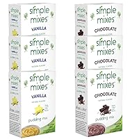 Simple Mixes Natural Pudding Mix Bundle, Chocolate & Vanilla 3 Pack each flavor, Fun Snacks