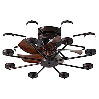 Ceiling Fan with Dimmable Light, 21.7 Inch Ceiling Fan Light with Remote Control, Windmill-shaped Flush Mount Ceiling Fan 6 Speeds Reversible Low Profile with 5 Blade for Bedroom Coffee