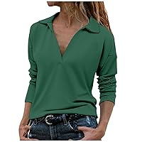 Women's Casual T Shirts 3/4 Sleeve V Neck Collared Tees Blouse Summer Tops 2024, S XXXL
